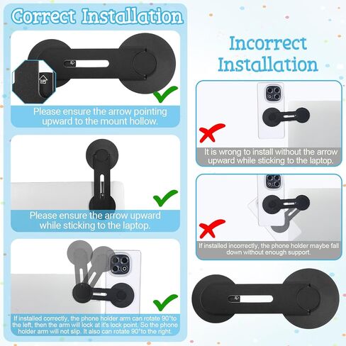 Magnetic Phone Holder for Laptop Self-Adhesive Side Phone Mount 180° Foldable Phone Laptop Stand Slim Adjustable Expansion phone Holder Accesorios Compatible with Cellphone Computer Desktop Devices in Kuwait