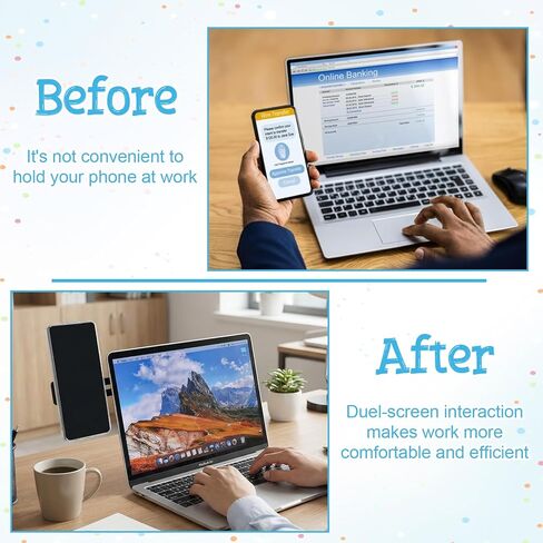 Magnetic Phone Holder for Laptop Self-Adhesive Side Phone Mount 180° Foldable Phone Laptop Stand Slim Adjustable Expansion phone Holder Accesorios Compatible with Cellphone Computer Desktop Devices in Kuwait