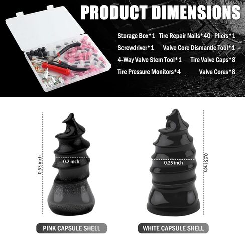 Flat Tire Plug Kit,Self-Service 2-Size Tire Repair Rubber Nail Kit Includes Tires Pressure Monitor/Repair Screws/Pliers/Screwdrivers,Flat Tires Repairs Kits for Vacuum Tubeless in Saudi Arabia