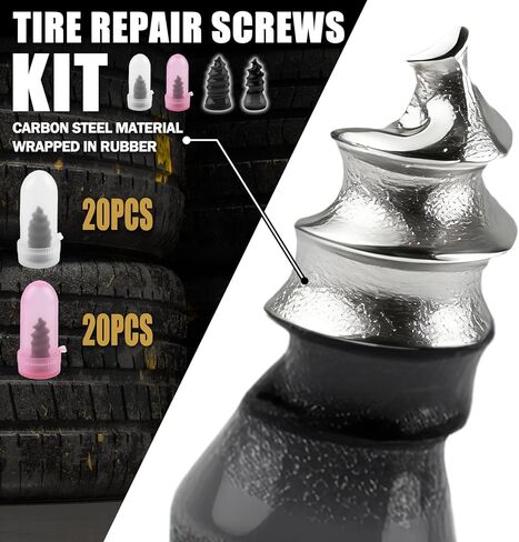 Flat Tire Plug Kit,Self-Service 2-Size Tire Repair Rubber Nail Kit Includes Tires Pressure Monitor/Repair Screws/Pliers/Screwdrivers,Flat Tires Repairs Kits for Vacuum Tubeless in Saudi Arabia