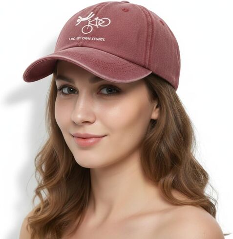 I Do My Own Stunts Hat - Funny Bike Crash Dad Cap Vintage Washed Cotton Adjustable Baseball Hat Cycling Gift in Saudi Arabia