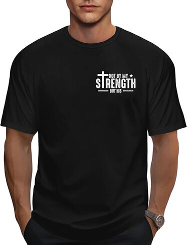 Christian Shirts for Men Not by My Strength but His Tshirt Religious Cross Faith Tee Jesus Gift Tops in Kuwait