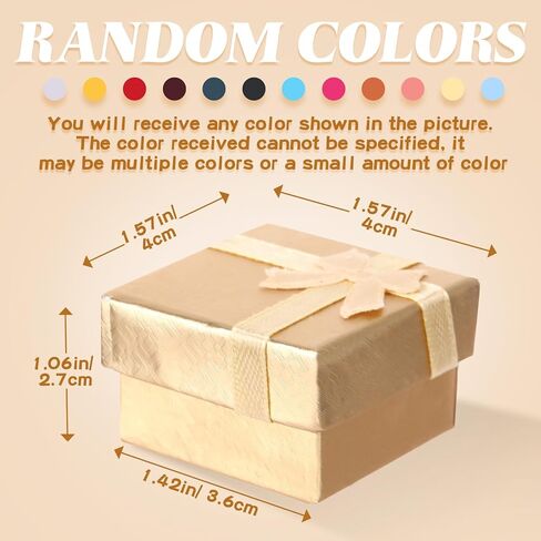 Kenning 240 Pcs Ring Gift Box Set Cardboard Jewelry Boxes 1.57 x 1.57 Inch Small Ring Boxes Square Jewelry Gift Boxes with Ribbon Bow for Birthday Anniversaries Wedding, 16 Colors in Kuwait