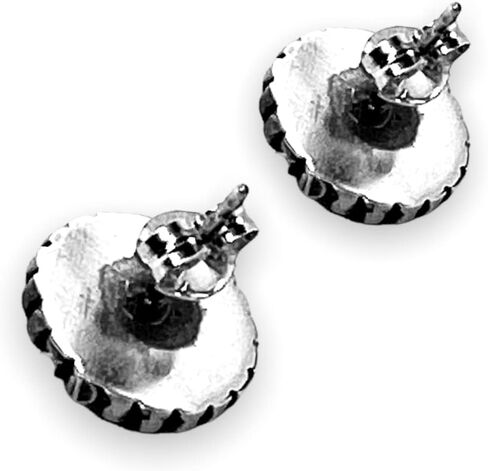Genuine Sterling Silver Stud Earrings, Authentic Native American Handmade in New Mexico, USA, Post Stud, Small Round Jewelry for Women and Girls, Nickel Free, Oxidized Vintage Antique Finish in Saudi Arabia