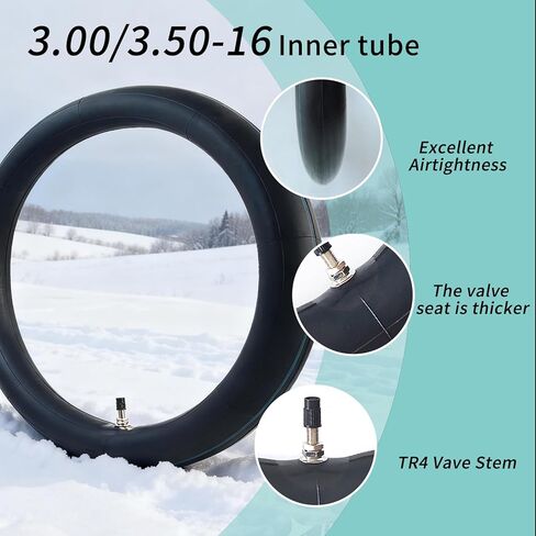 2-Pack 3.00/3.50-16 الأنبوب الداخلي 3.50-16 3.00-16 أنبوب (90/100-16) مع أنبوب استبدال ساق الصمام TR4 المستقيم in Kuwait