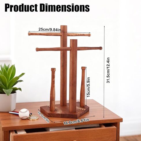 Baseball Ring and Necklace Holder, Wooden Two-Layer Baseball or Softball Drip Necklace Organizer Frame Championship Ring Display Holder Sports Stuff Gift Accessory for Players Coaches Lovers Fans in Saudi Arabia