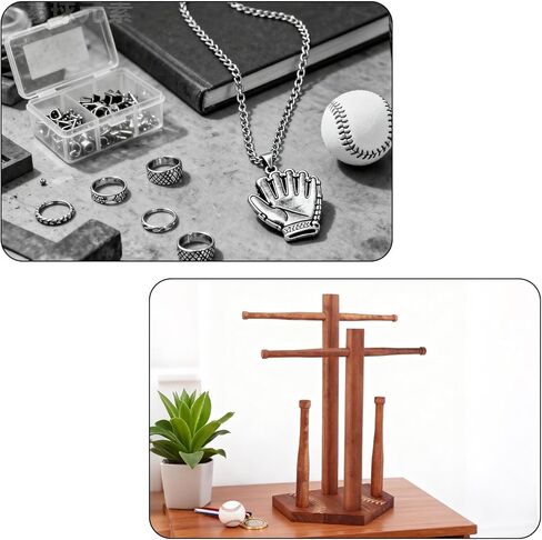 Baseball Ring and Necklace Holder, Wooden Two-Layer Baseball or Softball Drip Necklace Organizer Frame Championship Ring Display Holder Sports Stuff Gift Accessory for Players Coaches Lovers Fans in Saudi Arabia