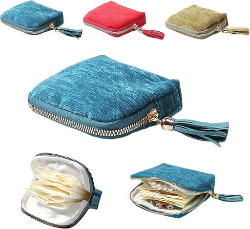 حقيبة مجوهرات صغيرة للسفر من سوبوتو، حقيبة جيب بسحاب للمجوهرات، حقيبة تنظيم مخملية ناعمة مكونة من 5 طبقات للأساور والأقراط والخواتم وحقيبة مجوهرات صغيرة محمولة للسفر والاستخدام اليومي (أزرق) in Kuwait