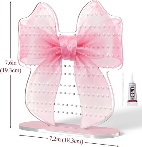 NiHome Pink Bow Acrylic Earring Holder Stand – 202 Holes Organizer for 80-101 Pairs, Jewelry Display Rack with Printed Bow Design, Preppy Room Decor, Bow Decor, Anti-Slip Pads & Glue Accessories in Saudi Arabia