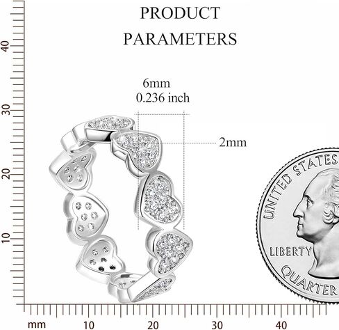 Classic Silver Heart Love Rings with Cubic Zirconia, Hypoallergenic Irregularly Arranged Halo Ring Promise Ring for Women and Men in Kuwait