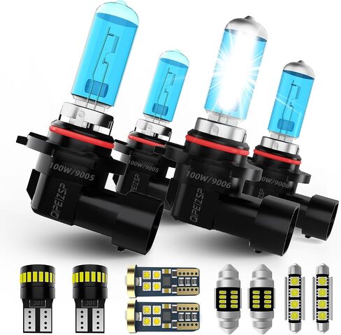 Fit For Honda Accord 2003-2010 2011 2012(Sedan) High Low Beam Light Bulb Kit + Interior Bulbs Package + License Plate Lights,9005 + 9006/HB4 High/Low Beams,Car Light Bulb,18 Packs in Kuwait