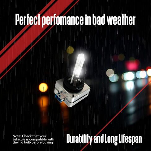 D8S 6000K HID Headlight Bulbs – Xenon White 35W 6000LM – Plug and Play OEM HID Replacement – UV Quartz Glass, Waterproof – Pack of 2 in Saudi Arabia