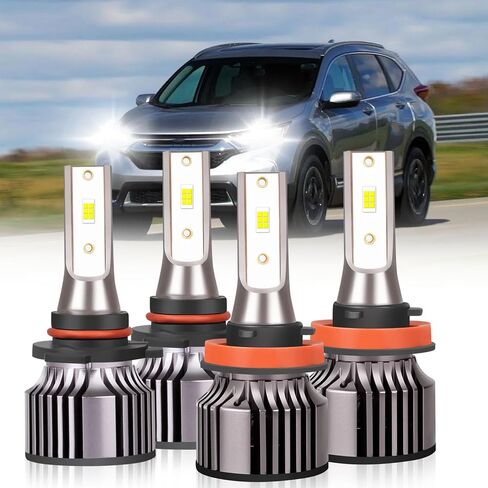 متوافق مع مصابيح الإضاءة Honda CRV CR-V 2015 2016 2017 2018 2019 2020، تصميم 1:1 9005 High H11 مصابيح أمامية منخفضة الشعاع، 5 دقائق Plug-N-Play، حزمة من 4 in Saudi Arabia
