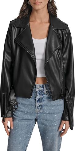 DKNY Women's Long Sleeve Faux Leather Jacket in Saudi Arabia