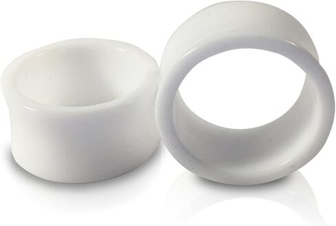 Pair 1/2" (12MM) WHITE ACRYLIC TUNNELS Double Flare Gauges Solid Saddle Thin Ear Flesh Plugs (2pcs) in Saudi Arabia