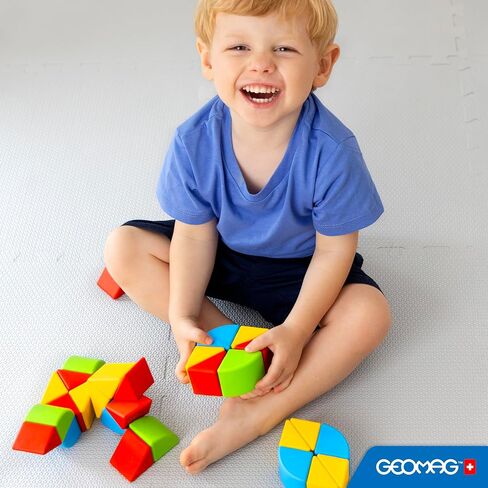 مجموعة الكتل المغناطيسية Geomag MagiCube المكونة من 24 قطعة للأطفال الصغار والأطفال من سن 1 إلى 5 سنوات | لعبة تعليمية سويسرية الصنع مصنوعة من البلاستيك المعاد تدويره بنسبة 100% | اللعب الإبداعي للتعليم المبكر in Kuwait