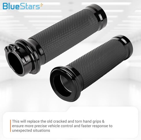 مقابض مقود الدراجة النارية BlueStars مقاس 1 بوصة 25 مم باللون الأسود، مطاط متين غير قابل للانزلاق، خانق كابل مناسب لنماذج Sportster 883 1200 Dyna Softail Touring in Saudi Arabia