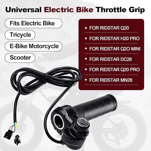 Ridstar Q20 Full Twist Throttle,3-Pin Plug and Play with 2 Keys,Universal Electric Bike Throttle Grip for Ridstar Q20/Q20Lite /Q20Pro/H20/H26 Pro/H20 Pro Most Ebikes,Motorcycles,Scooters in Kuwait