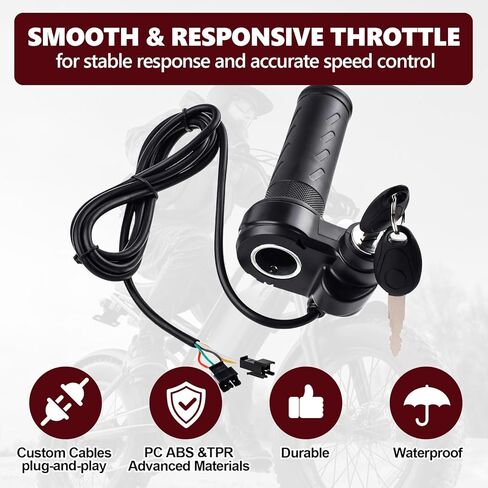 Ridstar Q20 Full Twist Throttle,3-Pin Plug and Play with 2 Keys,Universal Electric Bike Throttle Grip for Ridstar Q20/Q20Lite /Q20Pro/H20/H26 Pro/H20 Pro Most Ebikes,Motorcycles,Scooters in Kuwait