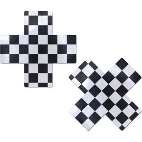 Plus X: Black & White Checker Cross Nipple Pasties by Pastease o/s in Kuwait
