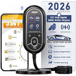 أداة مسح تسجيل البطارية من ANCEL BD330 مناسبة لسيارات BMW/Mini/Rolls Royce، أدوات تشخيص البلوتوث لنظام الماسح الضوئي OBD2 الكامل، قارئ رمز السيارة لنظام iOS وAndroid، EPB/ETC/إعادة ضبط الزيت in Kuwait