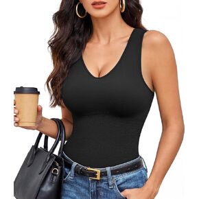 YERKOAD Bodysuits for Women Tummy Control - Sleeveless Seamless Shapewear V Neck Snatched Body Faja in Kuwait