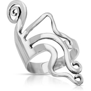 Sterling Silver 925 Swirl Ring, Women/Girls freeform Band Ring, Fork Ring, Unique Wide Curly Ring, Minimal Jewelry in Saudi Arabia
