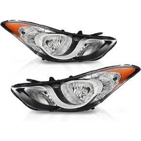 ANDPLAY Headlight Assembly Headlamp Compatible with Elantra Sedan 2011-2013 Clear Lens Chrome Housing Amber Reflector Left & Right Side in Kuwait