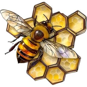 Honeycomb Bee Vinyl Sticker, 2 Pack, Waterproof Decorative Decal for Cars, Laptops, Windows, Walls, SUVs, Trucks, Vans E019 in Kuwait