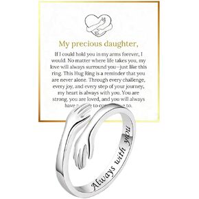 Stainless Steel Hug Ring for Hope Rings Adjustable Inspirational Ring Jewelry Mothers Day Birthday Gifts for Daughters Mom Sister Wife Friends Grandma in Saudi Arabia