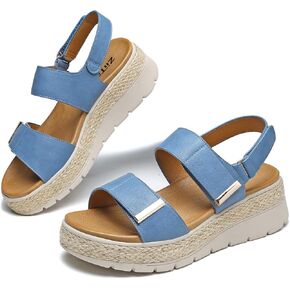 Ziitop أسافين للنساء صنادل أرضية إسفين الكعوب للصنادل أحذية إسبادريل الصيف مريحة الكاحل حزام in Kuwait