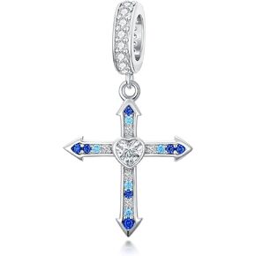 ROMANTICWORK حلية متقاطعة لسوار 925 فضة سهم خرزة دلايات صليب مجوهرات للنساء زوجة عيد ميلاد عيد الميلاد in Kuwait