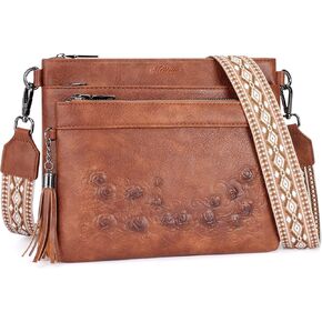حقائب كروس للنساء من MEITRUE، محفظة جلدية منقوشة مع شرابة متعددة الجيوب للسفر على الكتف in Kuwait