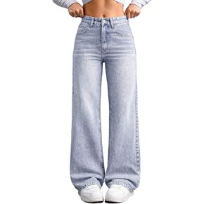ELLEVEN Women's Wide Leg Baggy Jeans,High Waisted Stretchy Boyfriend Y2k Casual Denim Pants for Women in Saudi Arabia