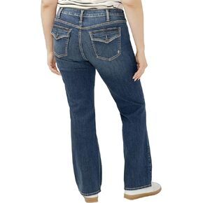 شركة Silver Jeans Co. بنطال جينز Elyse متوسط ​​الارتفاع للنساء بمقاس كبير، غسيل متوسط، 18 عرض × 31 طول in Kuwait