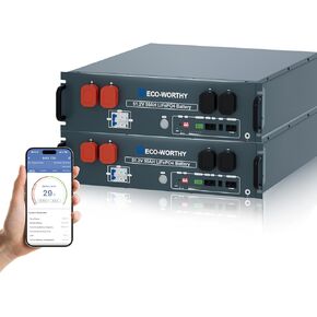 ECO-WORTHY 48V 50Ah LiFePO4 Server Rack Battery, 3U Rack-Mount Lithium Battery with Bluetooth & Wi-Fi, Smart BMS, CAN/RS485 Communication, Metal Case, Ideal for Off-Grid, Solar, Backup Power in Kuwait