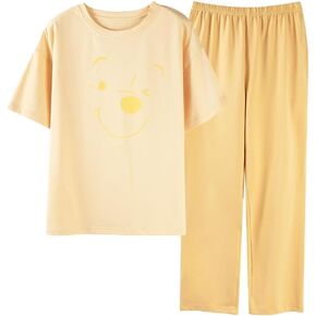 100% Cotton women pajama set 2 Pcs short sleeve pullover top sleepwear long PJ pants Soft Breathable Gift Loungewear Pajamas in Saudi Arabia