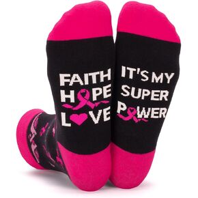 FreeNFond Breast Cancer Socks, Chemo Survivor Comfort Gifts, Awareness Inspirational Gifts for Women Girls Cancer Patients in Kuwait