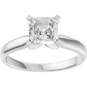 New World Diamonds 2 Carat Engagement Lab Grown Diamond Asscher Cut Solitaire Ring IGI Certified (F Color VS Clarity) 14K Gold in Kuwait