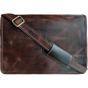 حقيبة ساعي البريد من جلد الجاموس مقاس 15 بوصة، حقيبة كمبيوتر محمول، حقيبة مكتب، هدية للرجال، حقيبة كتف متعثرة للكمبيوتر in Kuwait