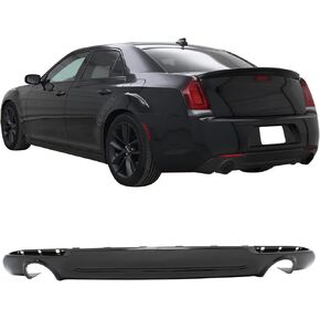 IKON MOTORSPORTS Rear Bumper Lip, Compatible with 2015-2023 Chrysler 300 300C SRT Base W/Round Exhaust, C Style Gloss Black PP Rear Lower Spoiler Air Dam Chin Valance Splitter 1PC in Kuwait