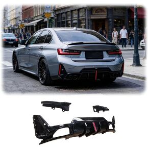 Rear Diffuser Fit for BMW 3 Series G20 330i/M340i LCI 2023-2024 Sedan 4-Door Gloss Black Rear Lower Diffuser with LED Light Automotive Exterior Accessories ABS 3PC Body Kit in Kuwait