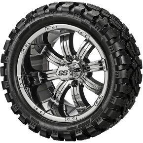 RM Cart 14" Casino White/Black on a 23x10R14 Sierra Rover Radial Tire (Set of 4) | Golf Cart Tires and Wheels Combo with Standard Lug Nuts in Kuwait