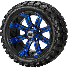 RM Cart 14" Casino White/Black on a 23x10R14 Sierra Rover Radial Tire (Set of 4) | Golf Cart Tires and Wheels Combo with Standard Lug Nuts in Kuwait