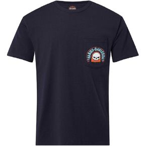Harley-Davidson Men's Tract Cotton Short Sleeve Chest Pocket T-Shirt, Navy in Kuwait