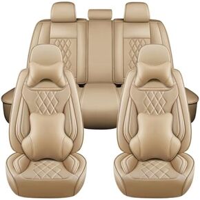 5 غطاء مقاعد لسيارة Ford Edge 2007-2024، أغطية مقاعد السيارة من جلد نابا، أغطية مقاعد السيارة الناعمة المقاومة للماء، واقي مقعد متوافق مع الوسادة الهوائية (أسود + أحمر فاخر) in Kuwait
