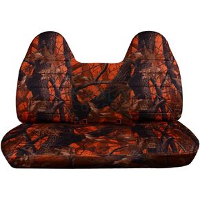 أغطية كاملة متوافقة مع أغطية مقاعد الشاحنة المموهة Ford F-150 F-250 F-350 1992-1998 (مقعد صلب أمامي/خلفي) مع مساند رأس منفصلة: Orange Tree F-Series F150 F250 F350 in Kuwait