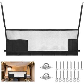 شبكة أمان للسرير بطابقين مقاس 46 بوصة × 18 بوصة - شبكة بوليستر عالية الكثافة مع أجزاء صلبة، أشرطة قابلة للتعديل مقاس 17.3 بوصة - 31.5 بوصة، متوافقة مع العربة، منزل متنقل، مقطورة، العجلة الخامسة، الفئة C in Kuwait