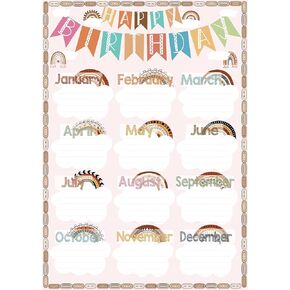 YIYDONG Happy Birthday Poster Chart for Classroom Decorations Birthday Chart Calendars Class Birthday Bulletin Board Decorations Posters for Back to School Teaching Supplies 16 * 24 in Kuwait
