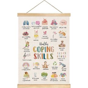 Feelings Chart Wall Banner,18.5x14inch Emotional Regulation and Social Emotional Learning Poster for Classroom, Therapy Office,Kids Room Decor,Educational Canvas Hanging Art, Mental Health Wall Decor Gift(Colorful-Feelings) in Kuwait